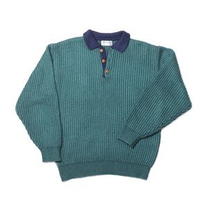 Chunky Two-Toned Henley Sweater